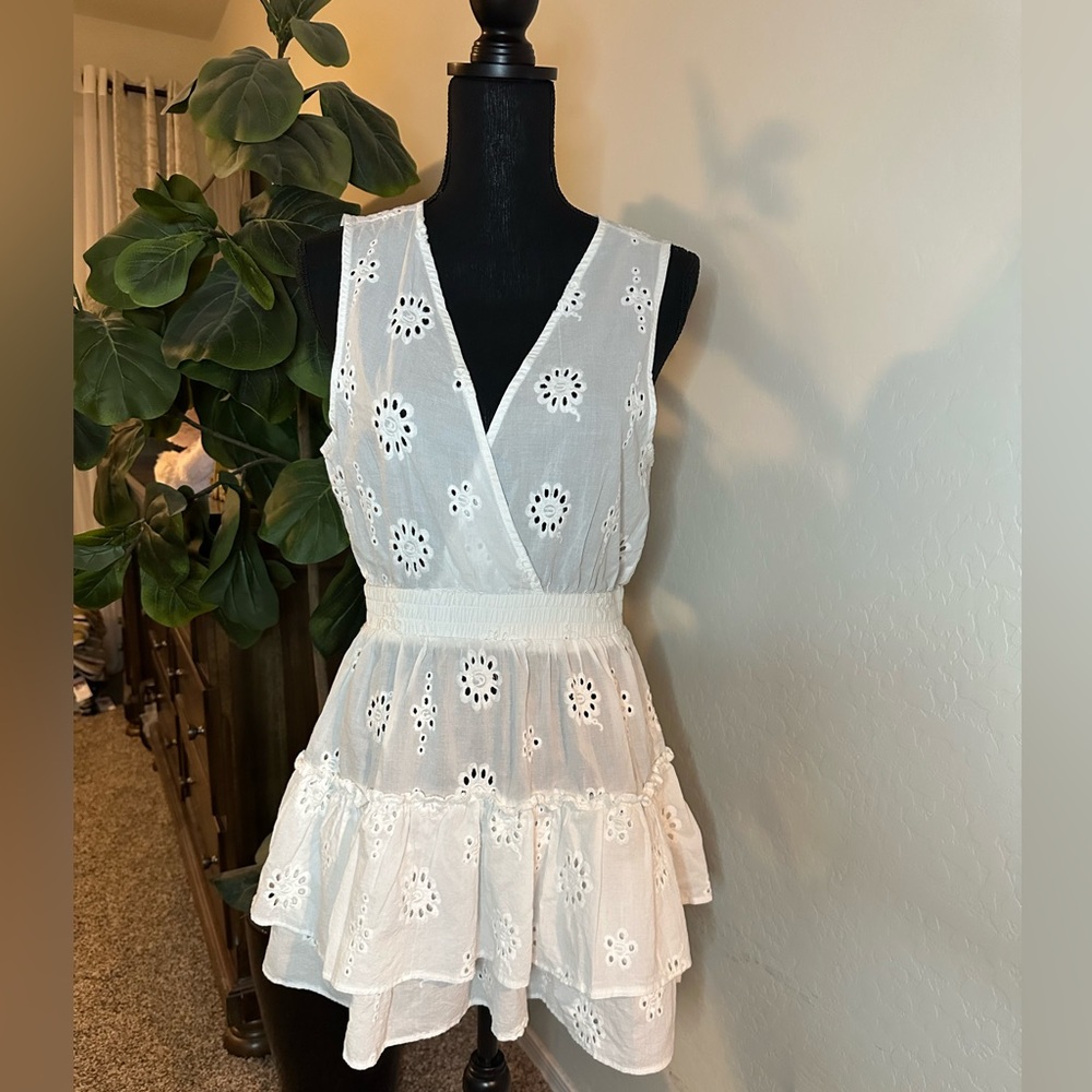 Nordstrom White Eyelet Sleeveless Mini Dress